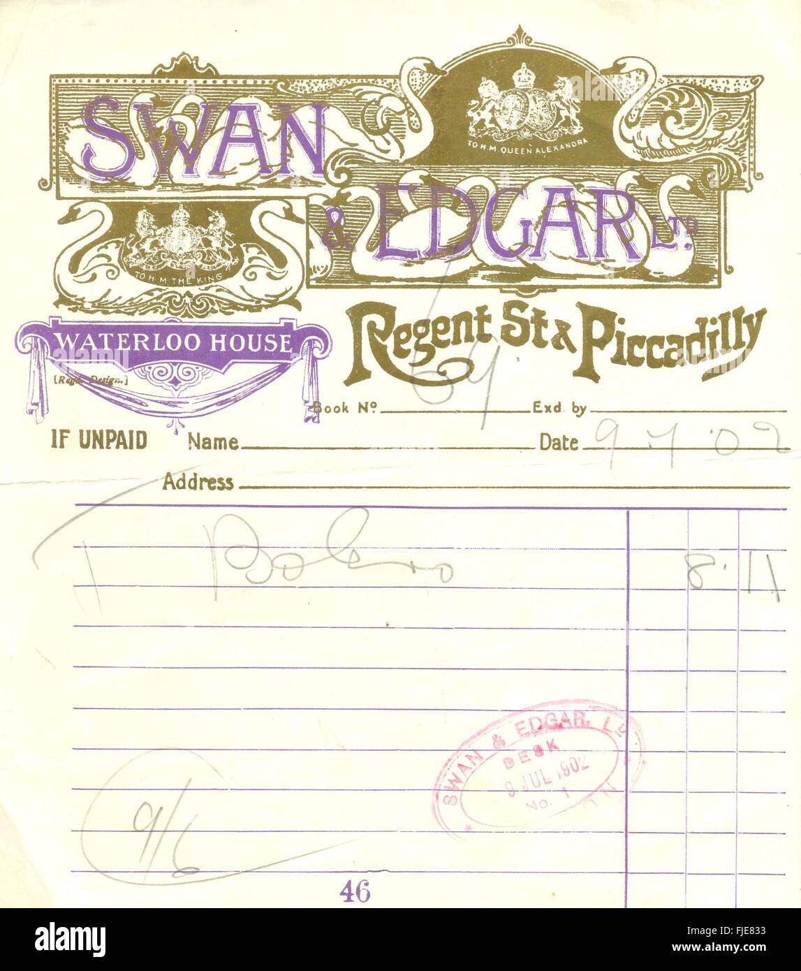Loi Edwardian pour chef Swan & Edgar department store Banque D'Images
