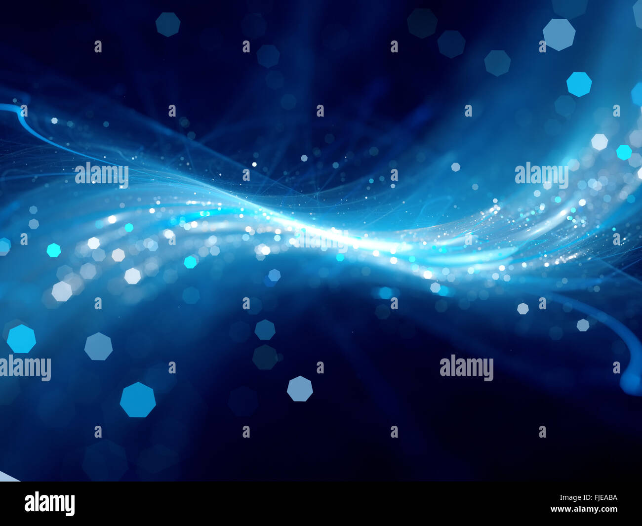 La technologie de flux lumineux bleu, générée par ordinateur abstract background Banque D'Images