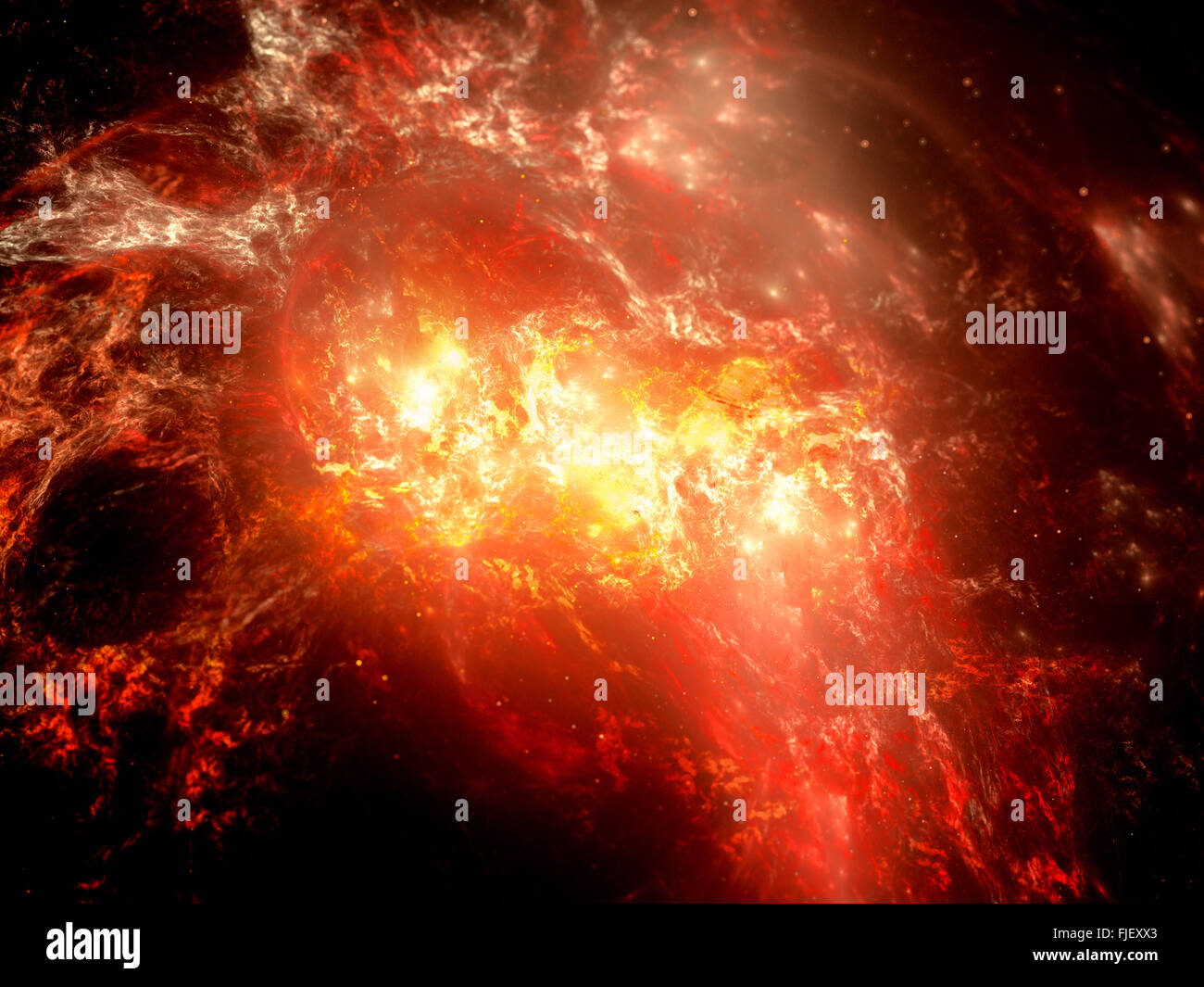 Fiery explosion dans l'espace profond, ardent nebula, générée par ordinateur abstract background Banque D'Images