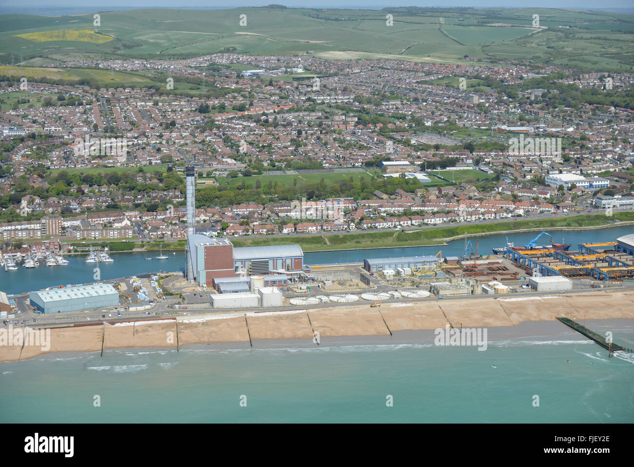 Une vue aérienne de Shoreham Harbour West Sussex Banque D'Images