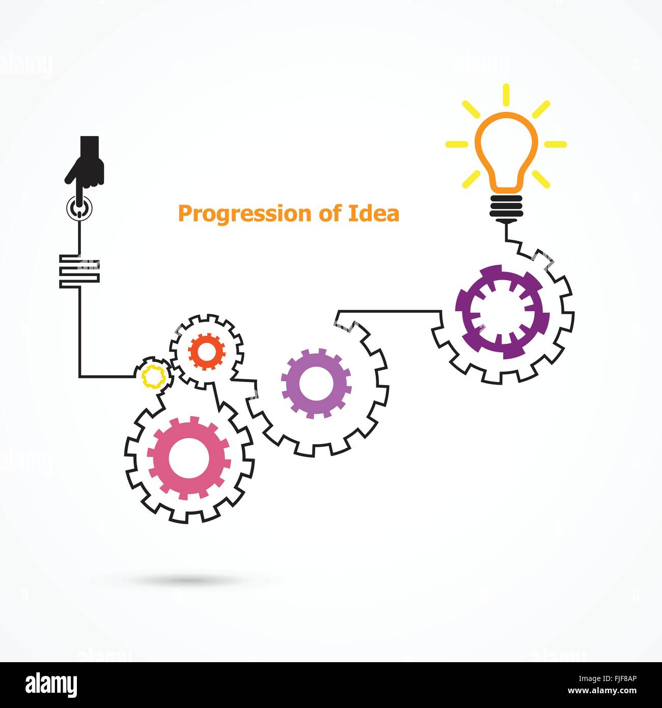 Ampoule Lumière créative avec symbole de forme linéaire d'engrenage. La progression de l'idée concept. L'entreprise, de l'éducation et l'idée de l'industrie. Illustration de Vecteur