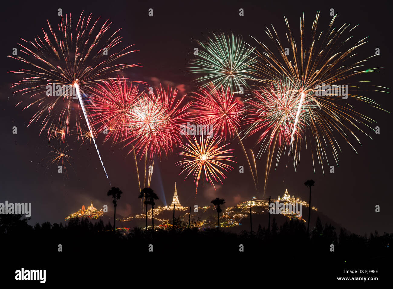 Fireworks Festival à Phetchaburi, Thailand Banque D'Images