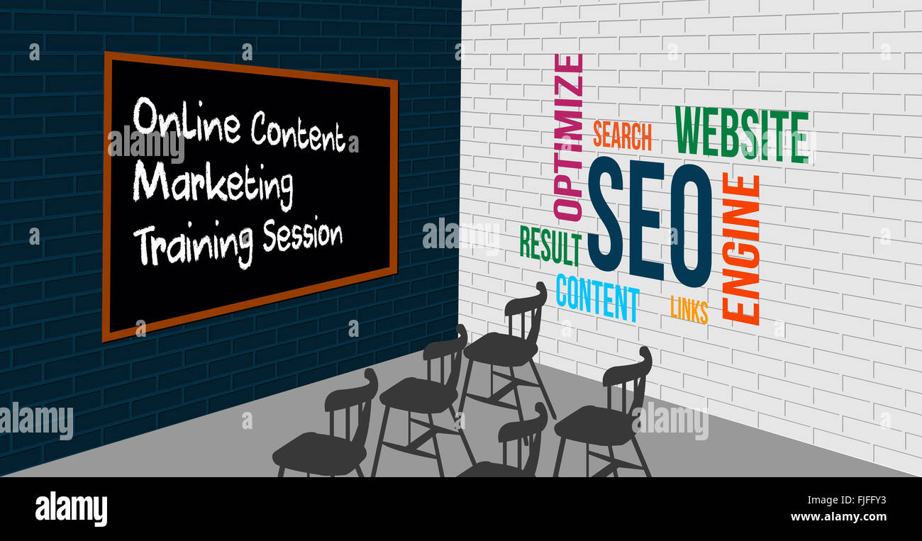 SEO et marketing en ligne Classe de coaching. Banque D'Images