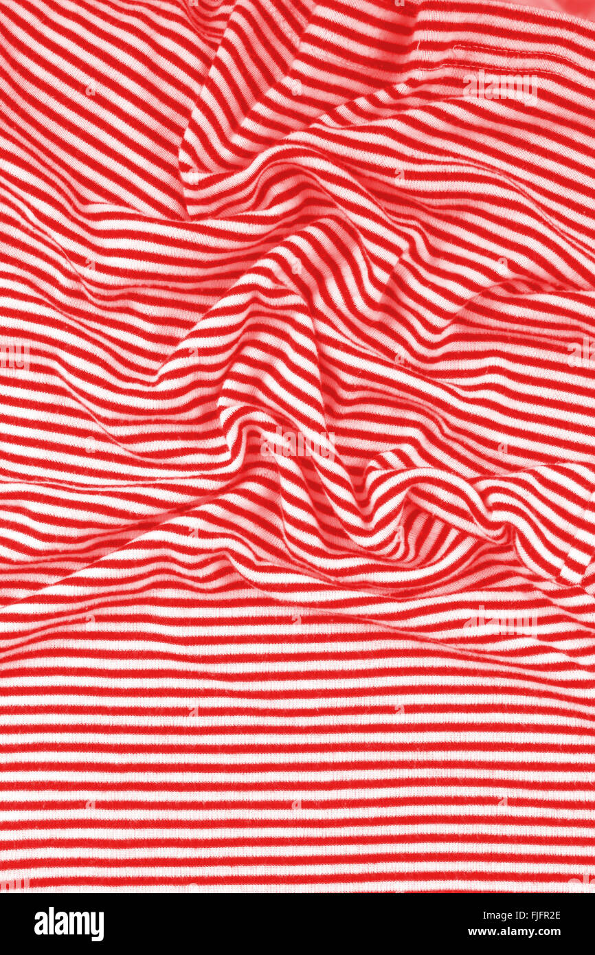 Froissé rayé zèbre rouge et blanc fond tissu tissu Banque D'Images