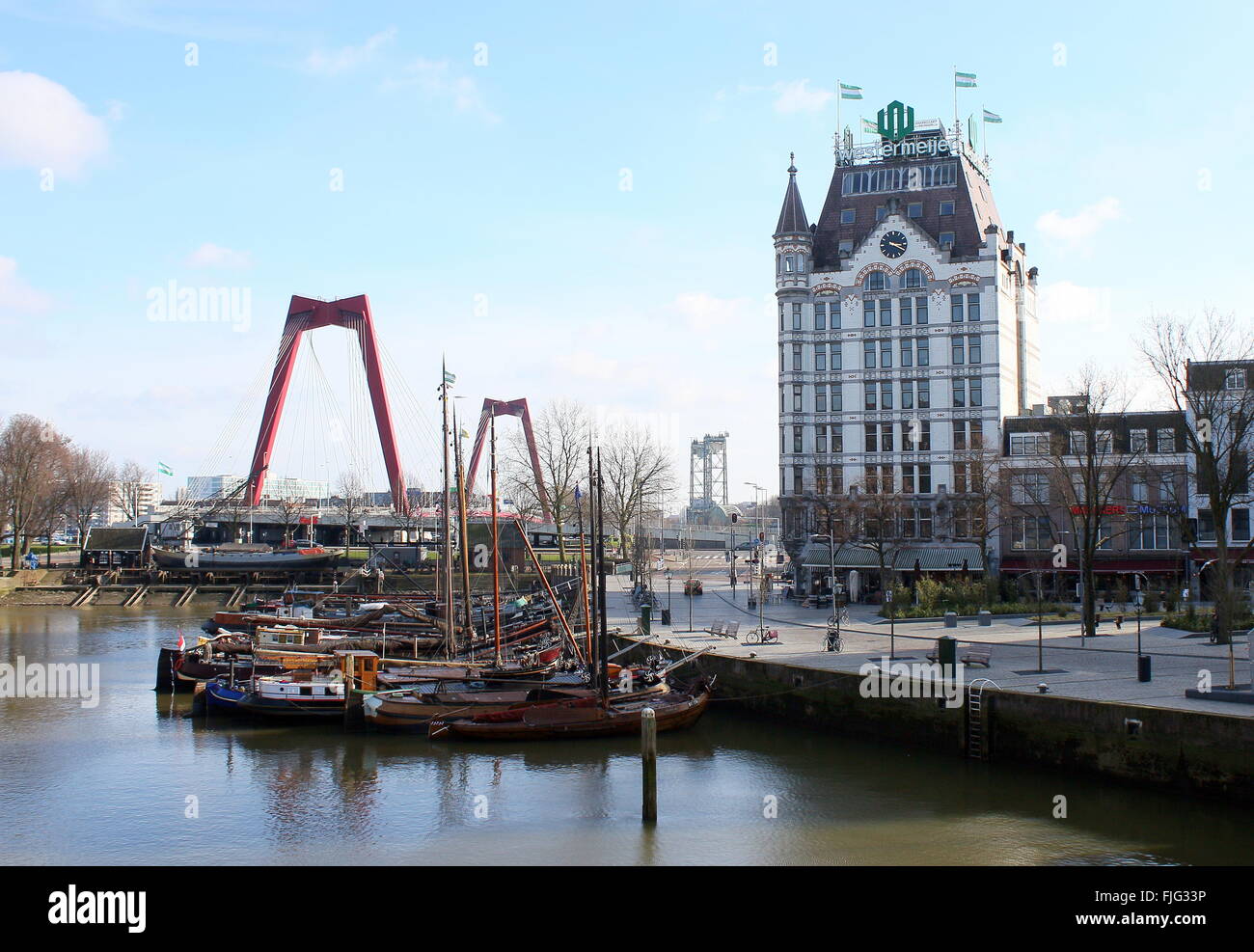 Port d'Oudehaven, Het Witte Huis (Maison Blanche) construit en 1898 dans un style Art Nouveau, Rotterdam, Pays-Bas. Patrimoine National Banque D'Images