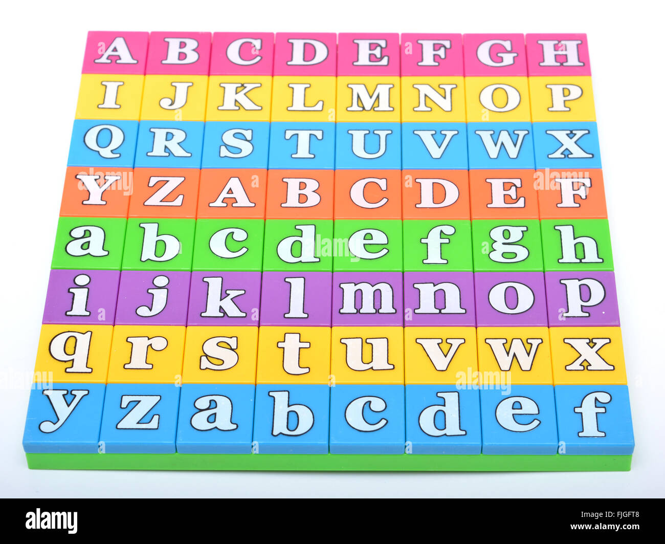 Alphabets dans un jeu de puzzle vue rapprochée. Banque D'Images