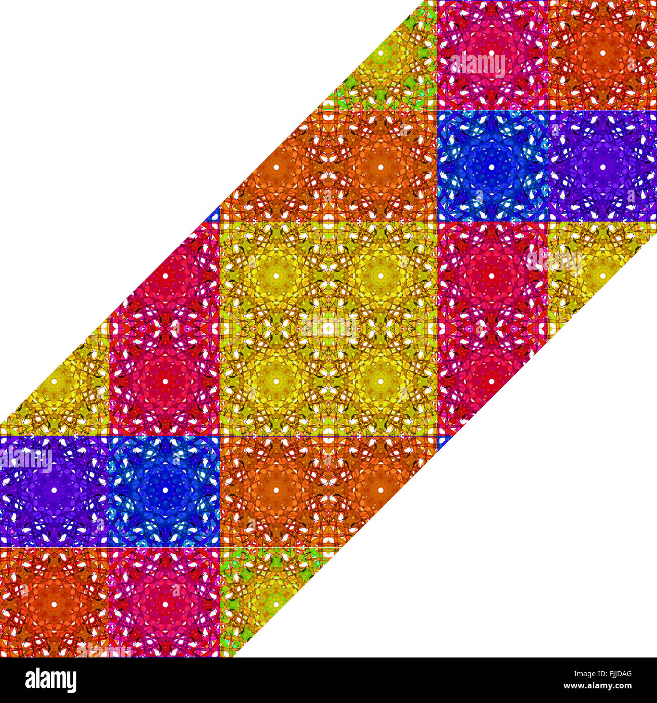 Cadre blanc avec fond abstract ornate vérifier stripe pattern design dans des tons multicolores Banque D'Images