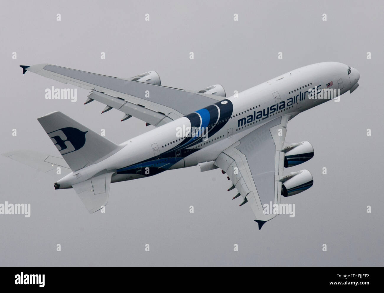 Un avion de ligne Airbus A380 de Malaysia Airlines Banque D'Images