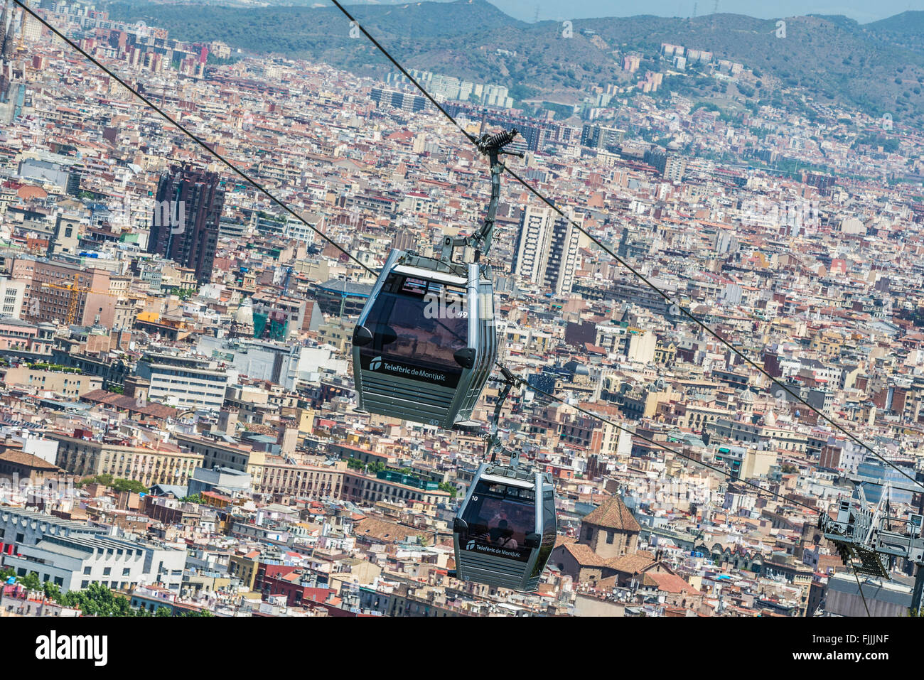 Téléphérique de Montjuïc Montjuïc park à la colline de Montjuic à Barcelone, Espagne Banque D'Images