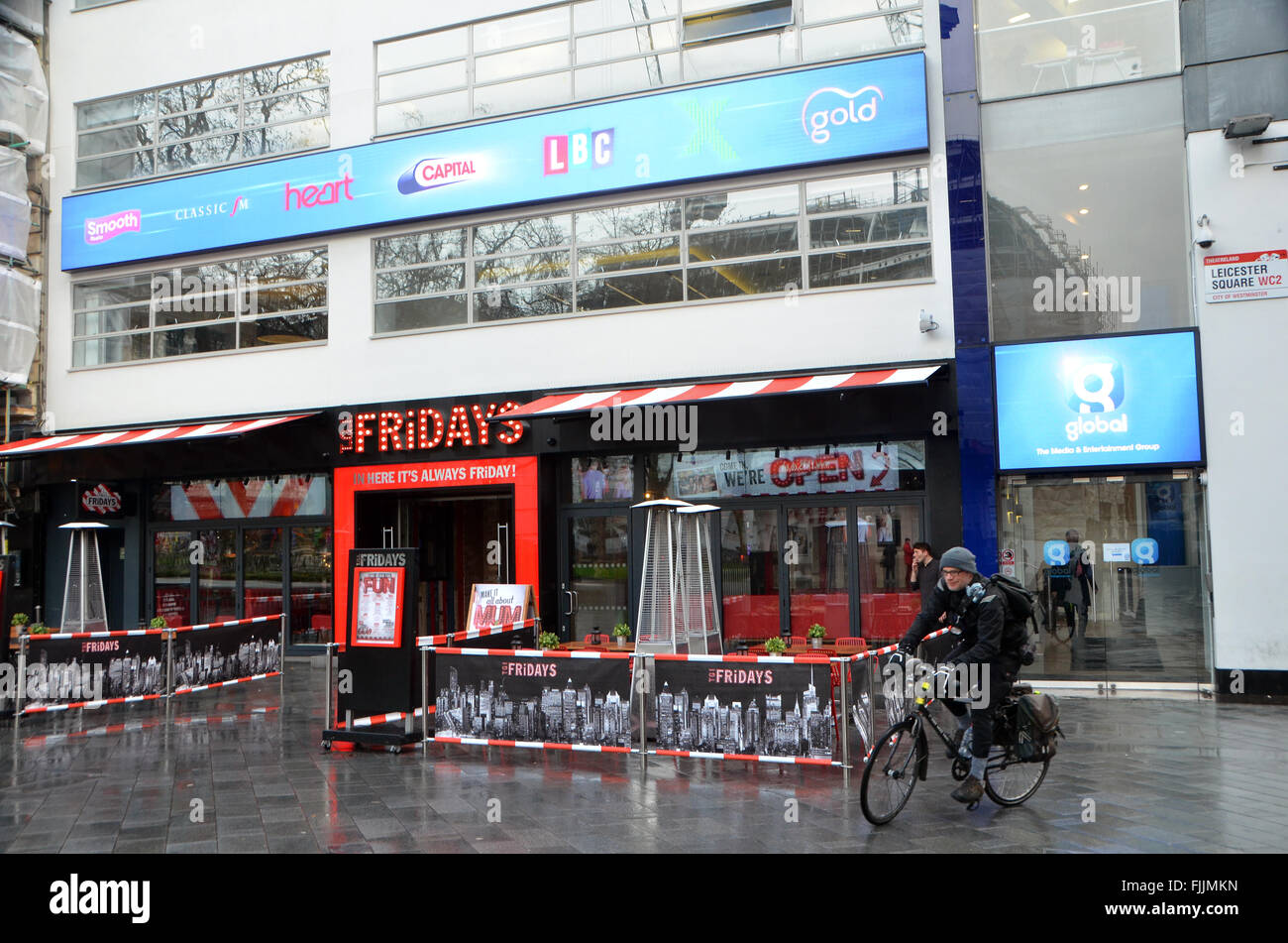 Londres, Royaume-Uni, 2 mars 2016, Global media and entertainment studios de radio à Leicester Square. Banque D'Images