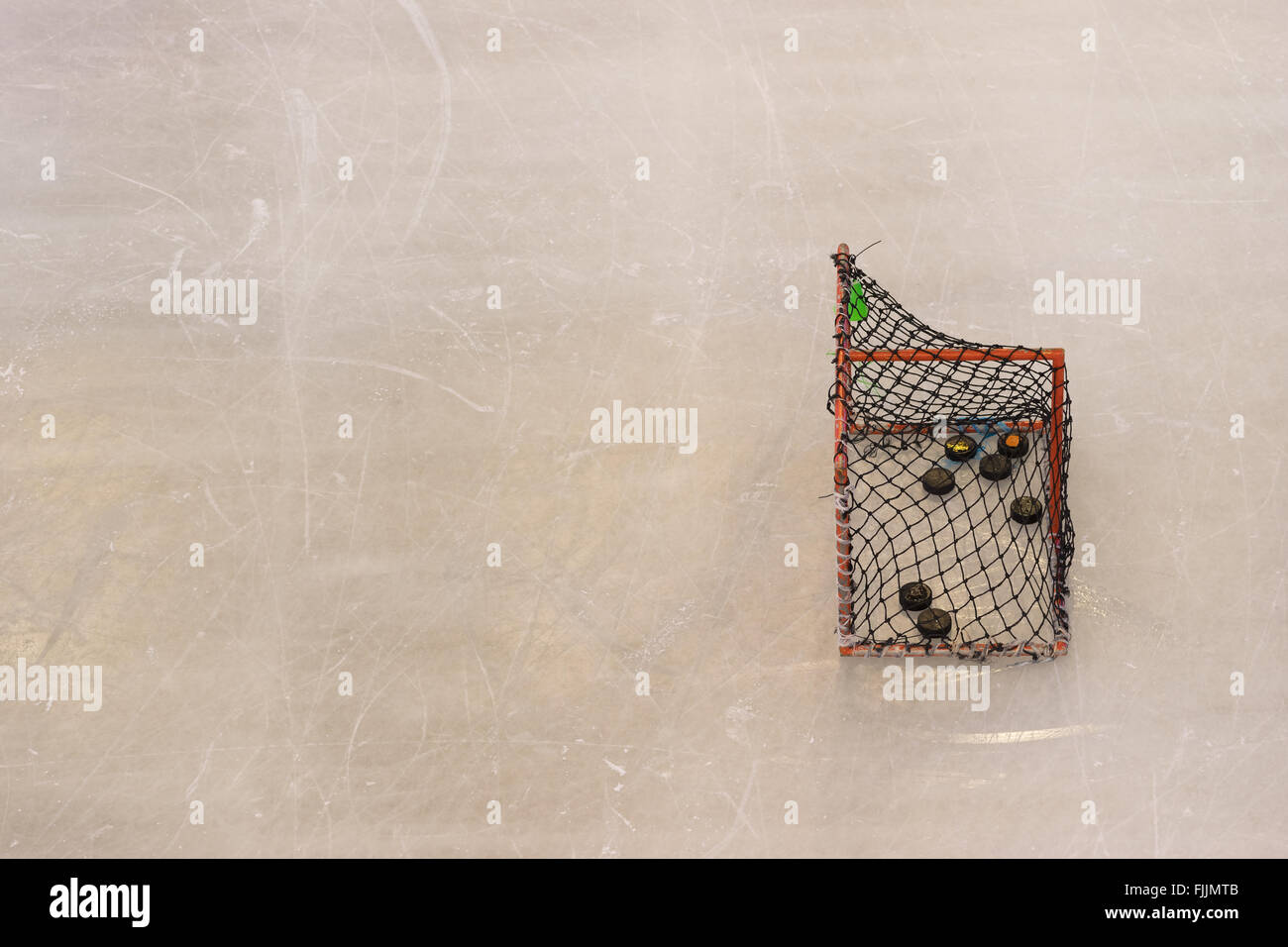 But de hockey sur glace avec l'exemplaire de l'espace sur patinoire texture background Banque D'Images