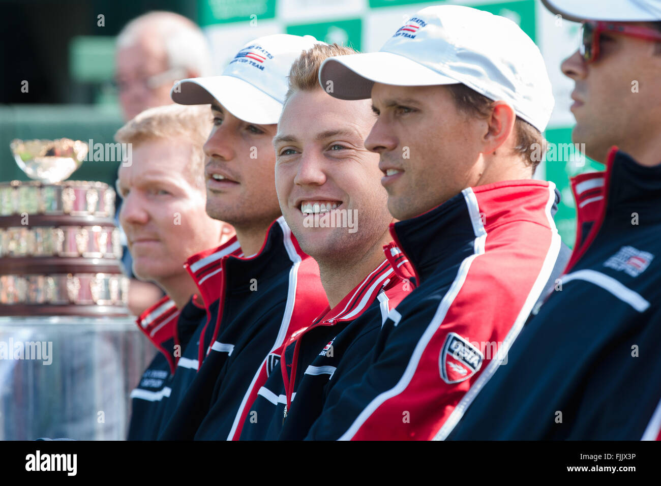 Melbourne, Australie. 3e Mar, 2016. L'équipe américaine au tirage officiel de la Coupe Davis BNP Paribas Groupe mondial de premier tour entre l'Australie et USA à Kooyong tennis club à Melbourne, Australie. Bas Sydney/Cal Sport Media/Alamy Live News Banque D'Images