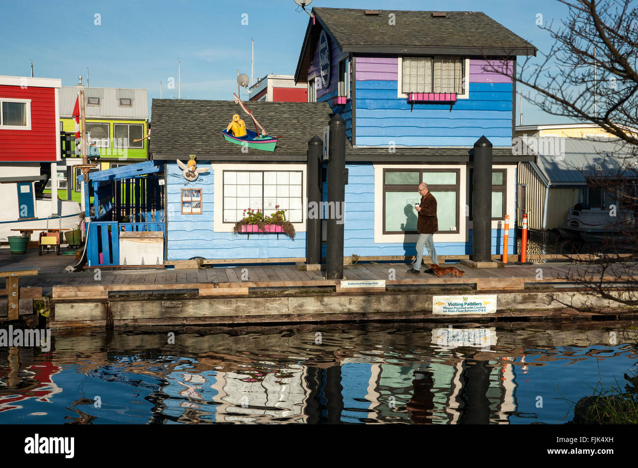 Maisons flottantes à Fisherman's Wharf - Victoria, île de Vancouver, Colombie-Britannique, Canada Banque D'Images