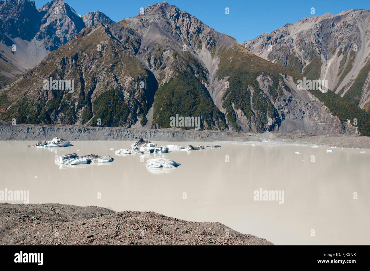 Lac Tasman - Parc National du Mont Cook - Nouvelle Zélande Banque D'Images