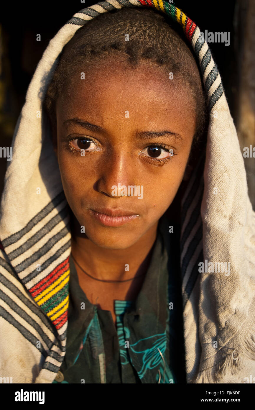 Enfant appartenant à la gens Agaw ( Ethiopie) Banque D'Images