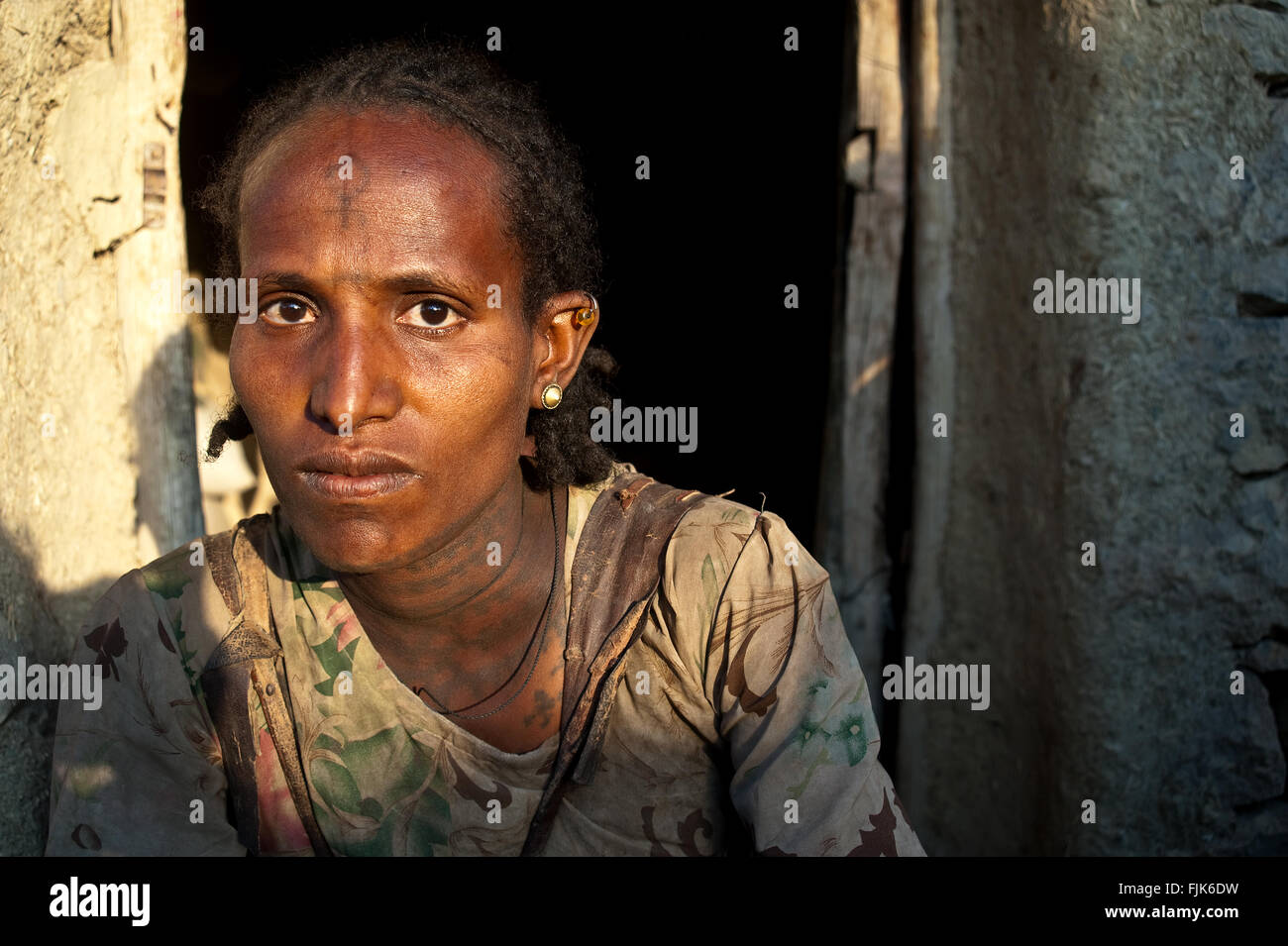 Femme appartenant au peuple Agaw (Éthiopie) Banque D'Images