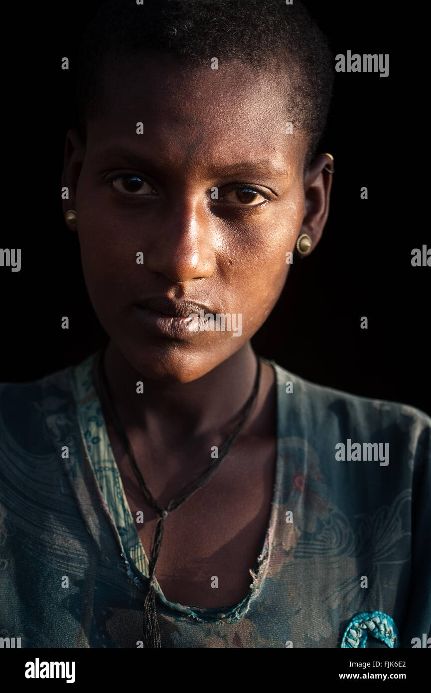 Jeune femme appartenant au peuple Agaw (Éthiopie) Banque D'Images