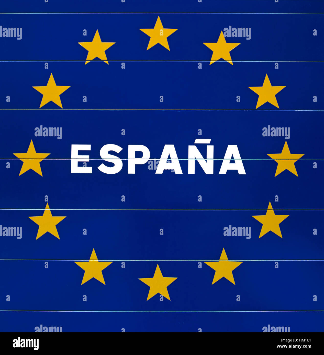 Signe de la Communauté européenne à la frontière de l'Espagne Banque D'Images