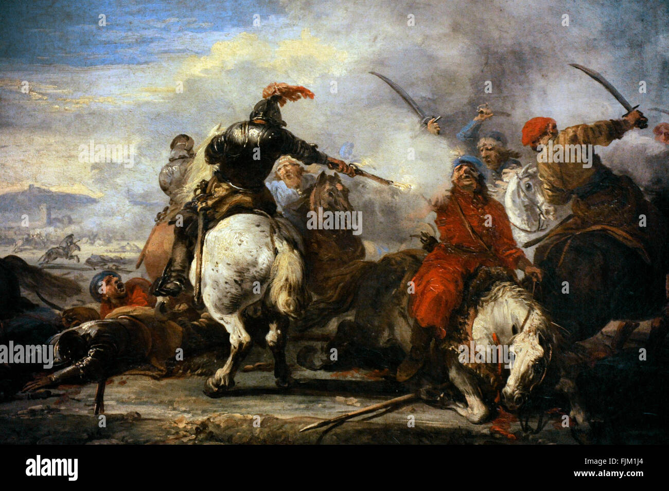 Jacques Courtois dit Il Borgognone (1621-1675). Le peintre français. Rencontre de cavalerie, deuxième moitié du 17ème siècle. Le Musée de l'Ermitage. Saint Petersburg. La Russie. Banque D'Images