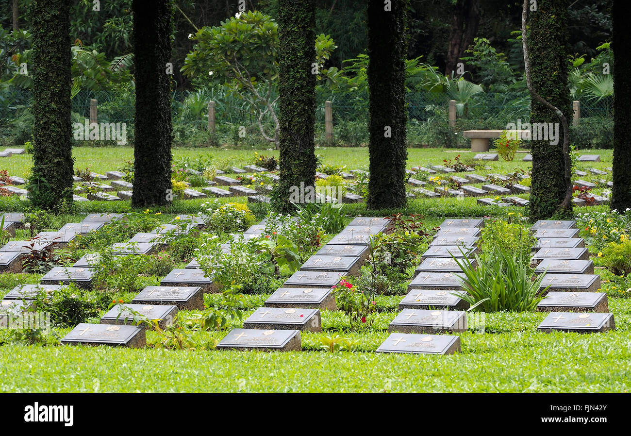 Le cimetière de guerre du Commonwealth, cimetière Taukkyan à Yangon, Myanmar Banque D'Images