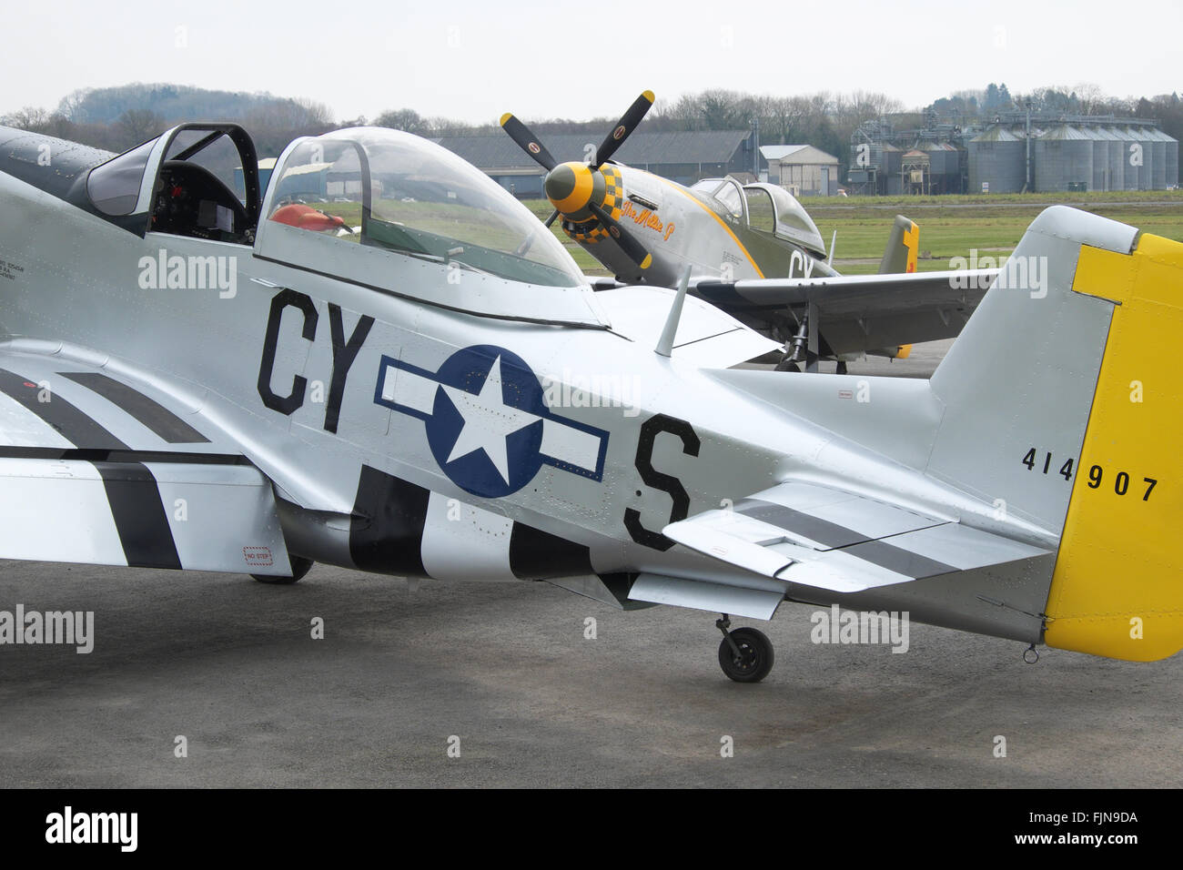 Une paire de Titan T-51 Mustang ces aéronefs sont 75 % de la taille reproductions modernes du célèbre WW2 P-51 Mustang fighter Banque D'Images