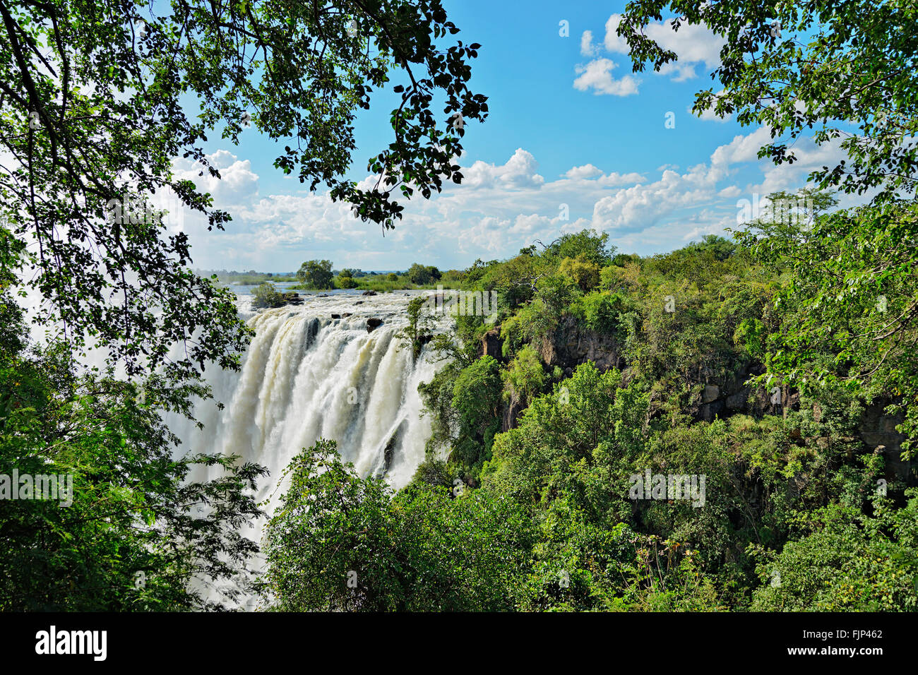 Les chutes Victoria, à la frontière de la Zambie et Zimbabwe. Banque D'Images