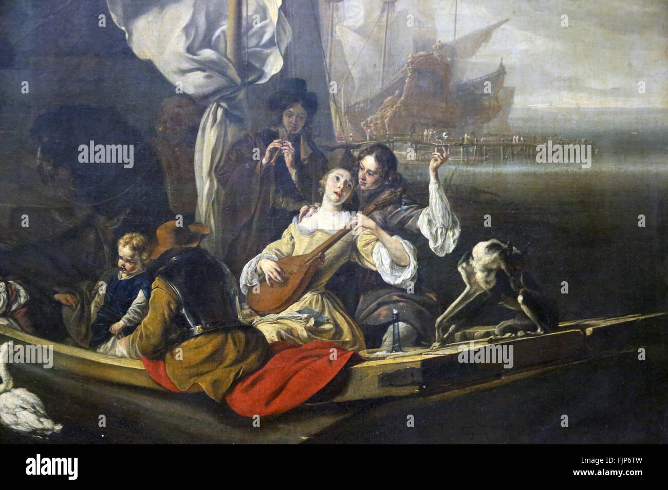 Jan Weenix (1640-1719). Peintre hollandais. Caractère de fantaisie dans un bateau, 1666. Musée du Louvre. Paris. La France. Banque D'Images