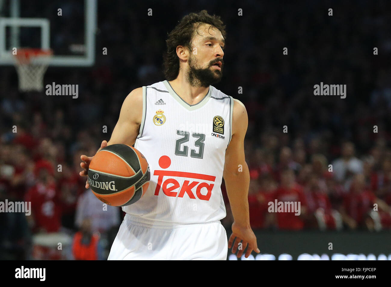 Nuremberg, Allemagne. Feb 25, 2016. Madrid, Sergio Llull en action au cours de l'Euroligue de basket-ball match du groupe F entre Brose Baskets Bamberg et Real Madrid à Nuremberg, Allemagne, 25 février 2016. Photo : DANIEL KARMANN/dpa/Alamy Live News Banque D'Images