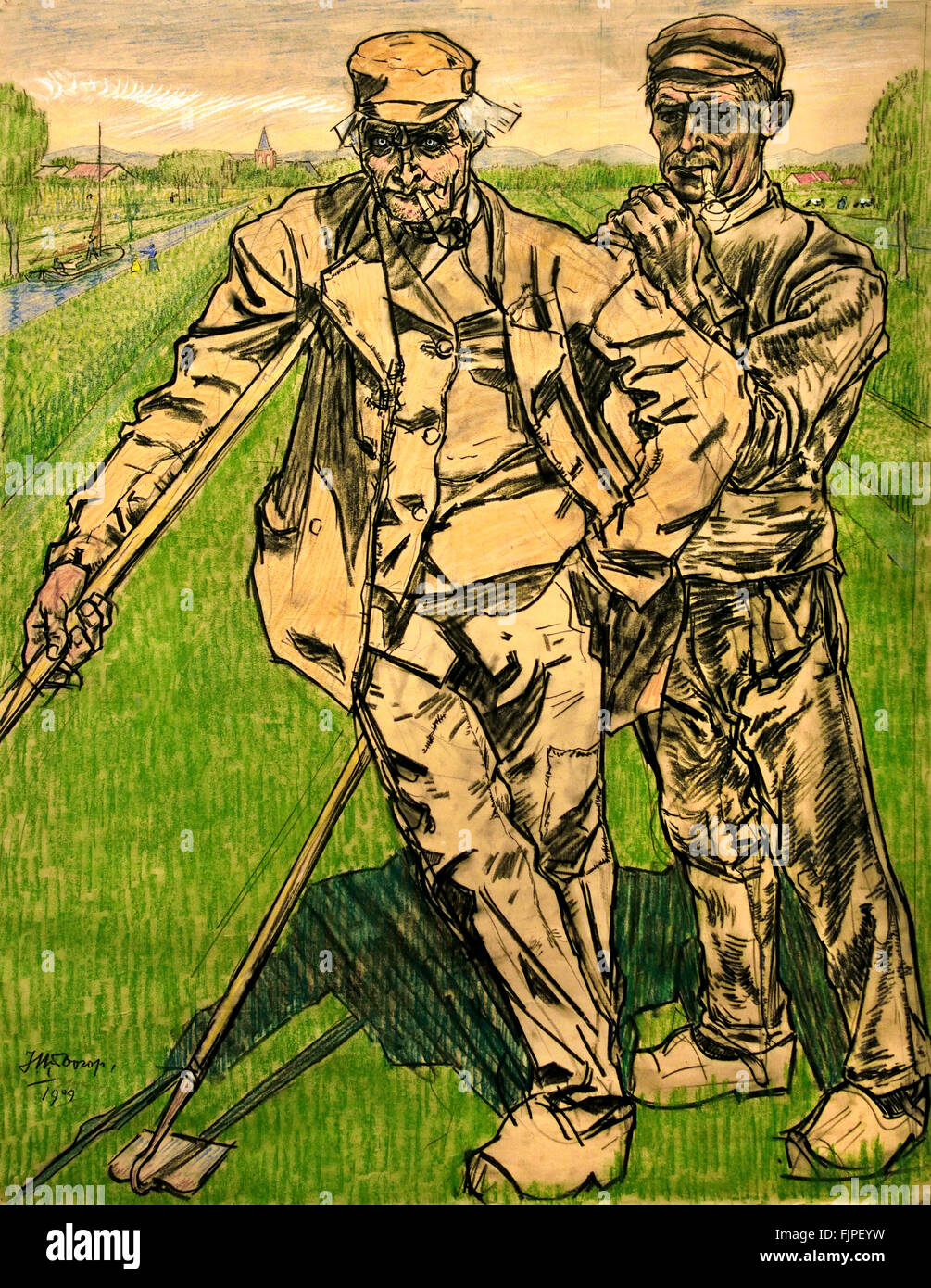Les travailleurs agricoles 1909 Jan Toorop ( Johannes Theodorus ) 1858 - 1928 French Indonesian Art Nouveau - Symbolisme - Pays-Bas peintre Pointillisme Banque D'Images
