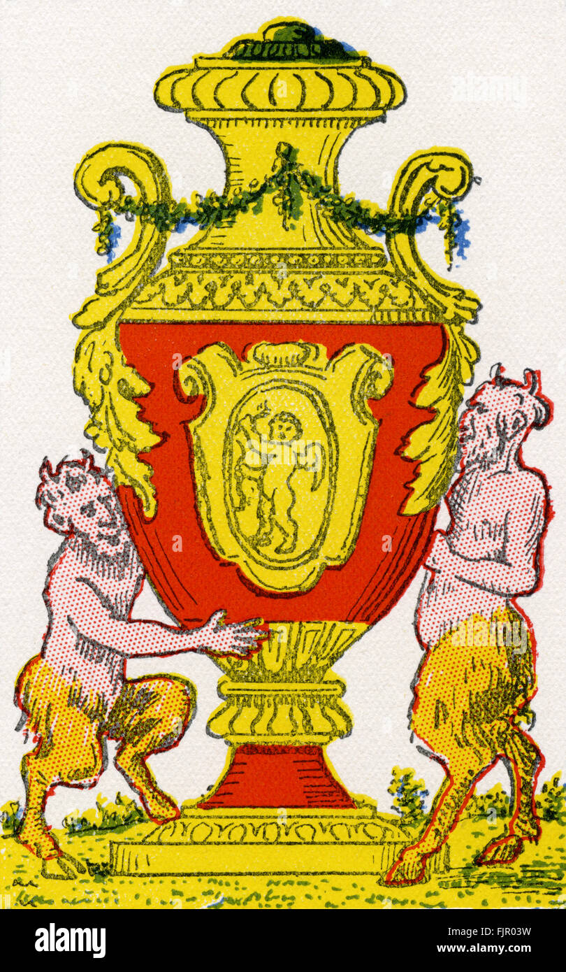 Ace de tasses (coeurs) - fin du xviiie - début du xixe siècle espagnol carte à jouer Banque D'Images