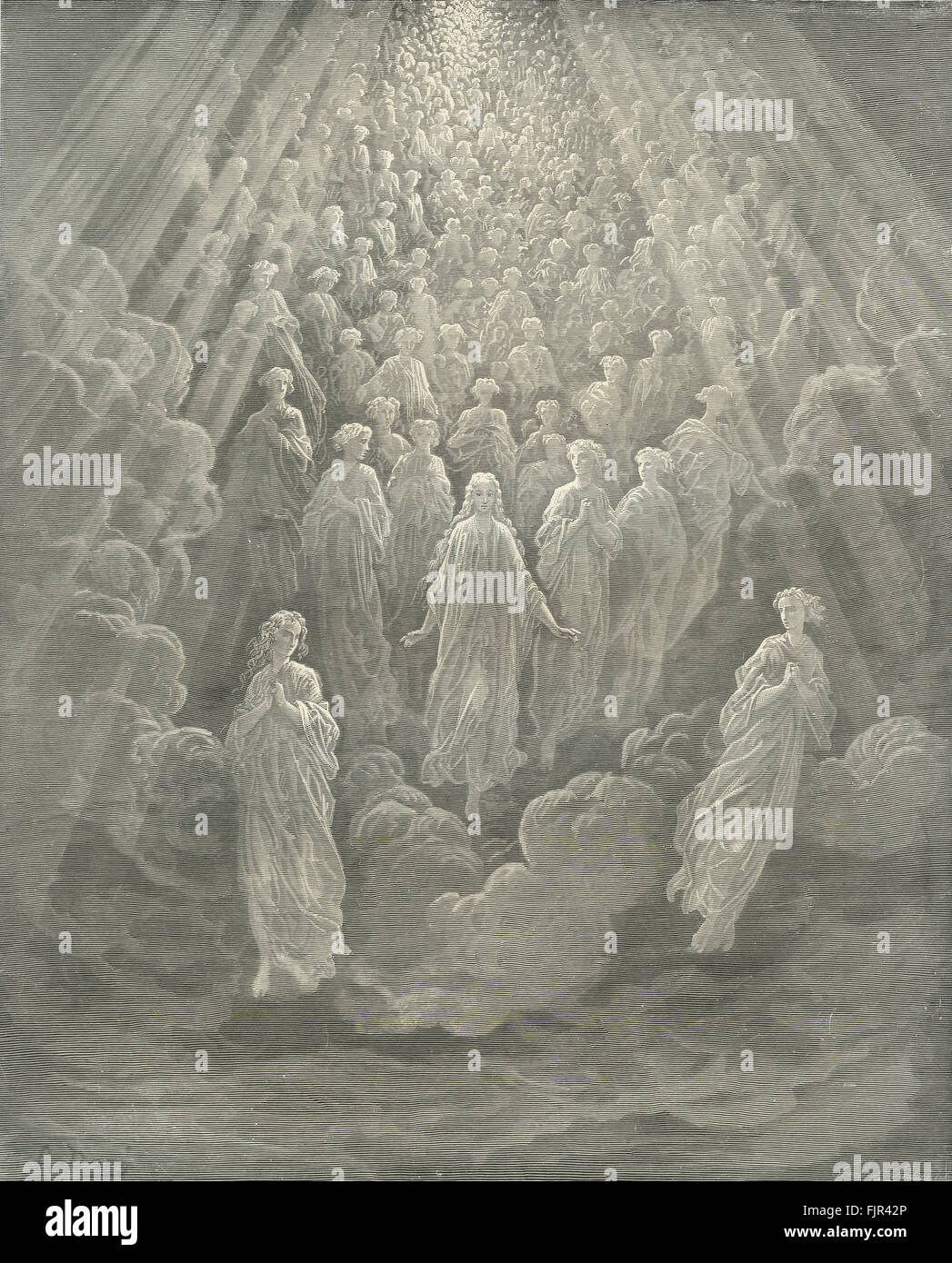 Dante's Paradise, une partie de sa Divine Comédie / Comédie Divine. Illustration par Gustave Doré. Canto V 99-100 'So a appelé l'/ Full plus de mille splendeurs envers nous' Dante Alighieri : mi-mai à mi-juin 1265 - 13/14 Septembre, 1321. Banque D'Images