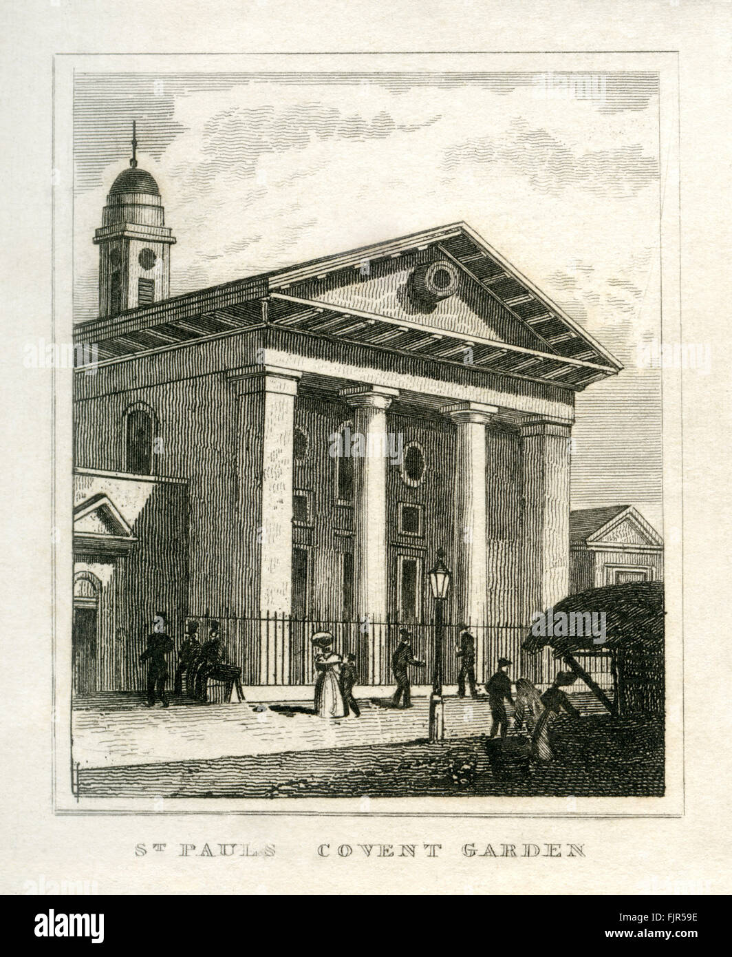 St Paul's Church, Covent Garden, Londres 1835. Construit en 1640 par François, comte de Bedford, conçu par Inigo Jones (1573 - 1652) Banque D'Images