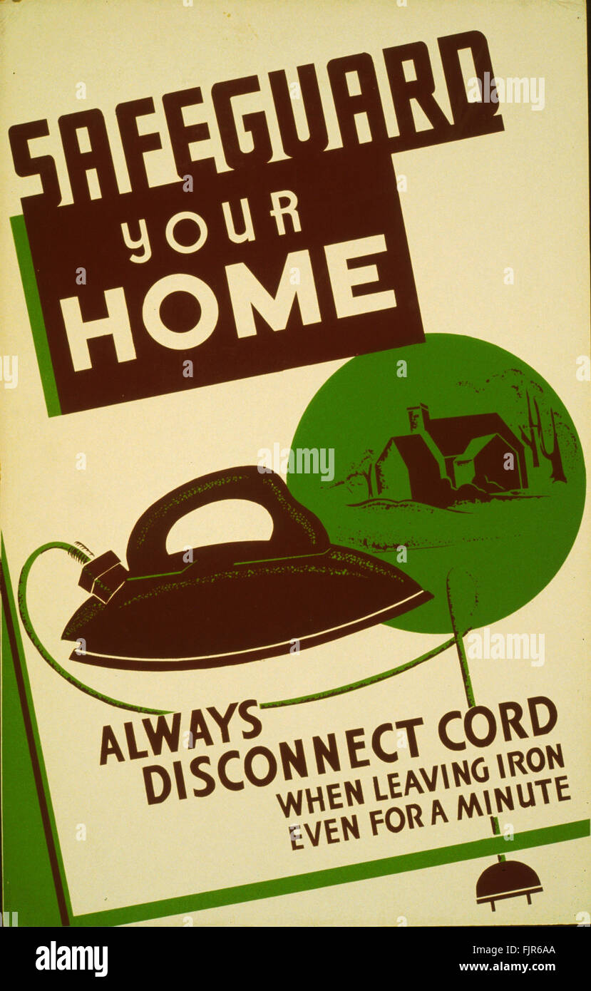 La sécurité électrique affiche créée par le WPA, 1941-1943. Bibliothèque du Congrès. (Richard B. Levine) Banque D'Images