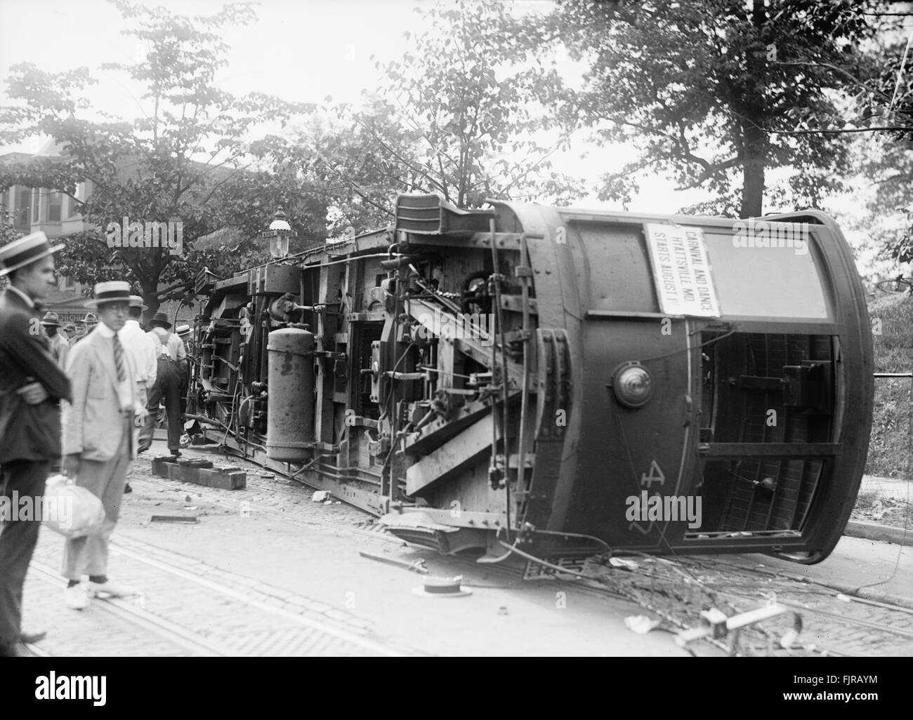 A renversé le tramway, Washington DC, USA, vers 1919 Banque D'Images