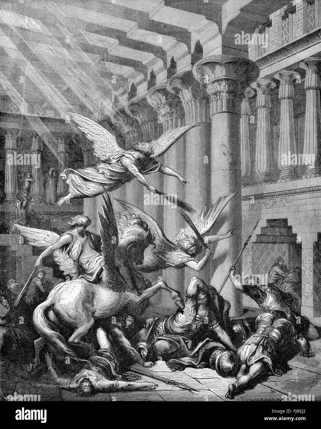 Heliodorus puni dans le temple (2 Maccabées chapitre III), illustration par Gustave Doré (1832 - 1883) Banque D'Images