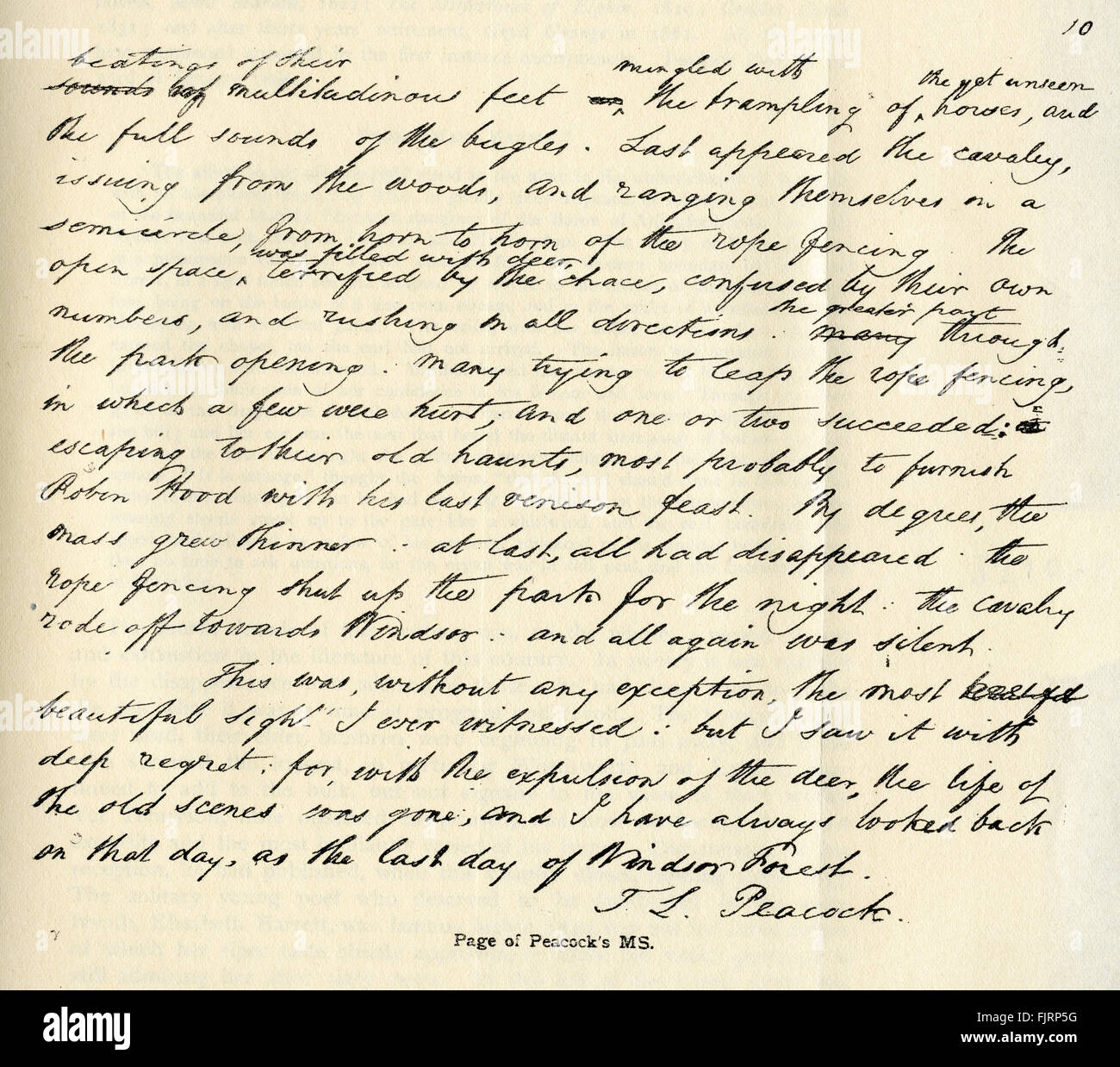 Manuscrit de Maid Marian, 1822 roman de Thomas Love Peacock (1785 - 1866) romancière anglaise Banque D'Images