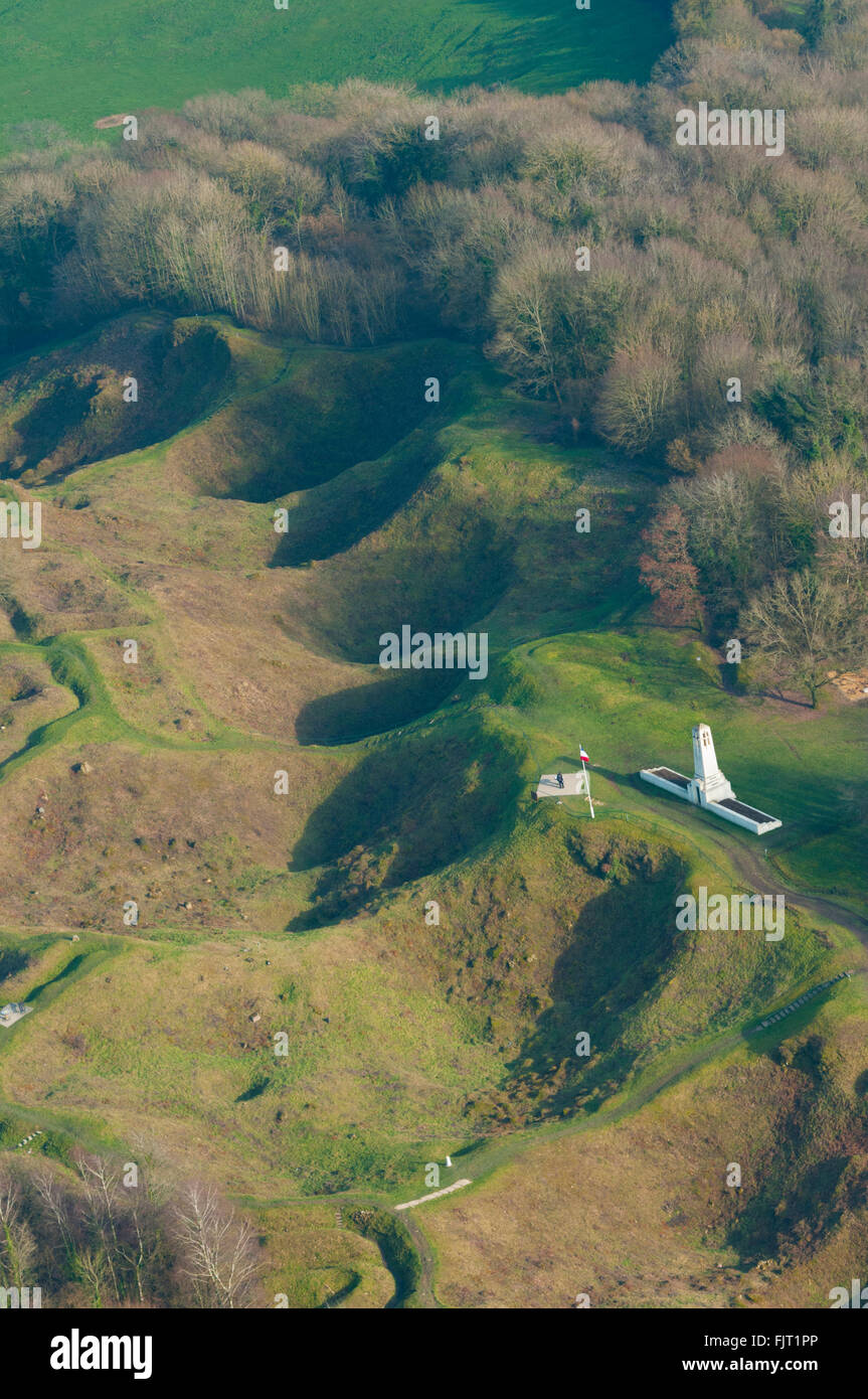 Meuse (55), Vauquois, ancien champs de bataille de la première guerre mondiale, de la butte de Vauquois (vue aerienne) // France, M Banque D'Images