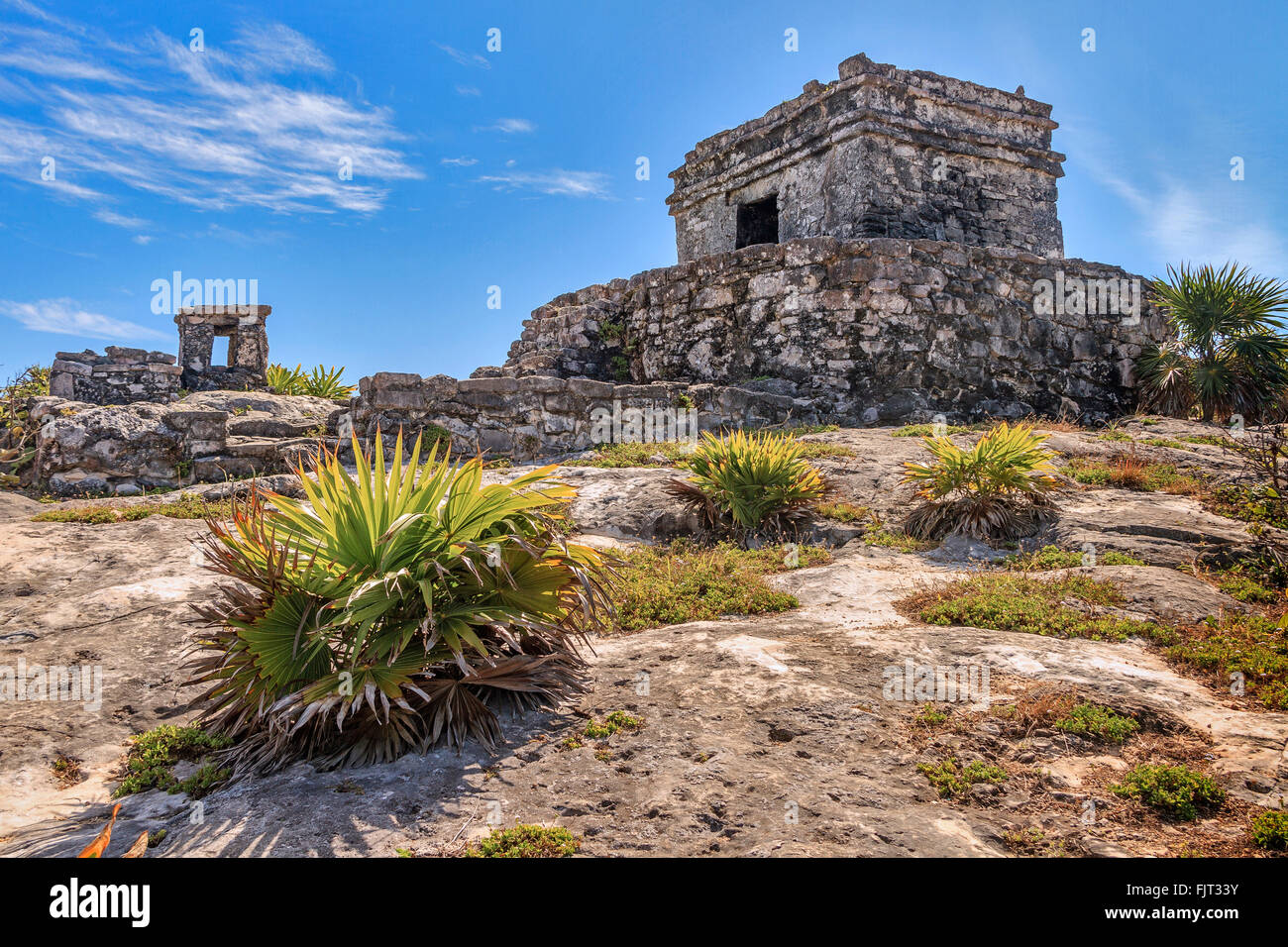 Dieu des vents temple tulum mexico Banque D'Images