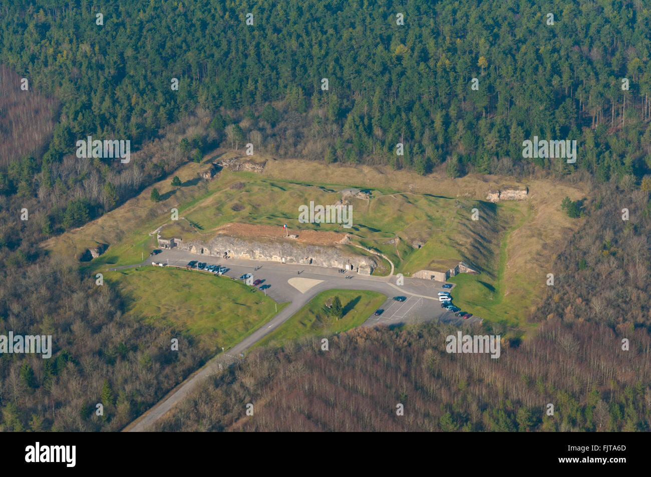 Meuse (55), Verdun, champs de batailles de la 1ere Guerre mondiale, le fort de Vaux (vue aerienne) // France, Meuse (55), Verdun, Banque D'Images