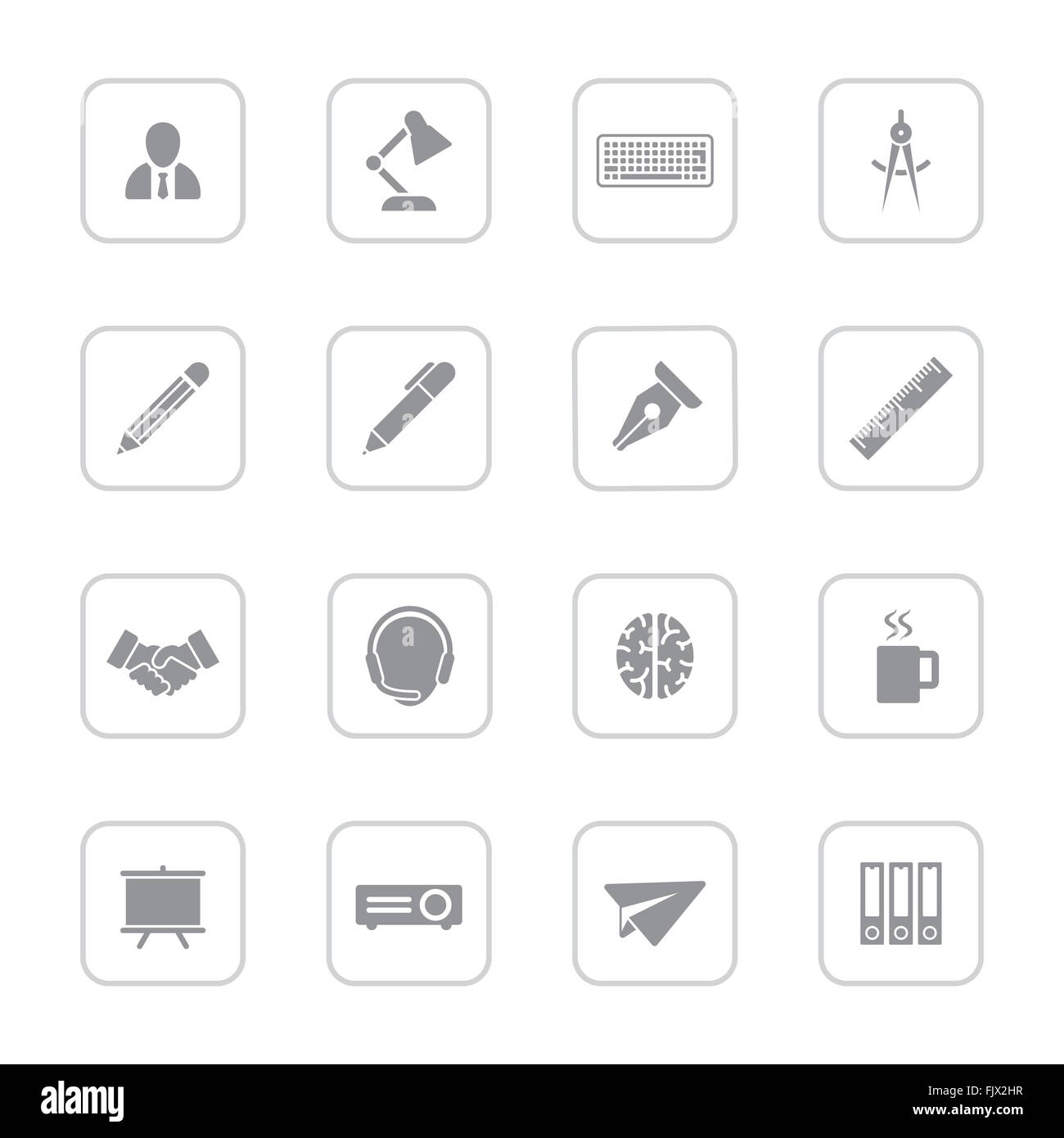 [JPEG] icon set 8 plats gris avec cadre rectangle arrondi pour la conception web, infographie, l'interface utilisateur et l'application mobile (apps) Banque D'Images