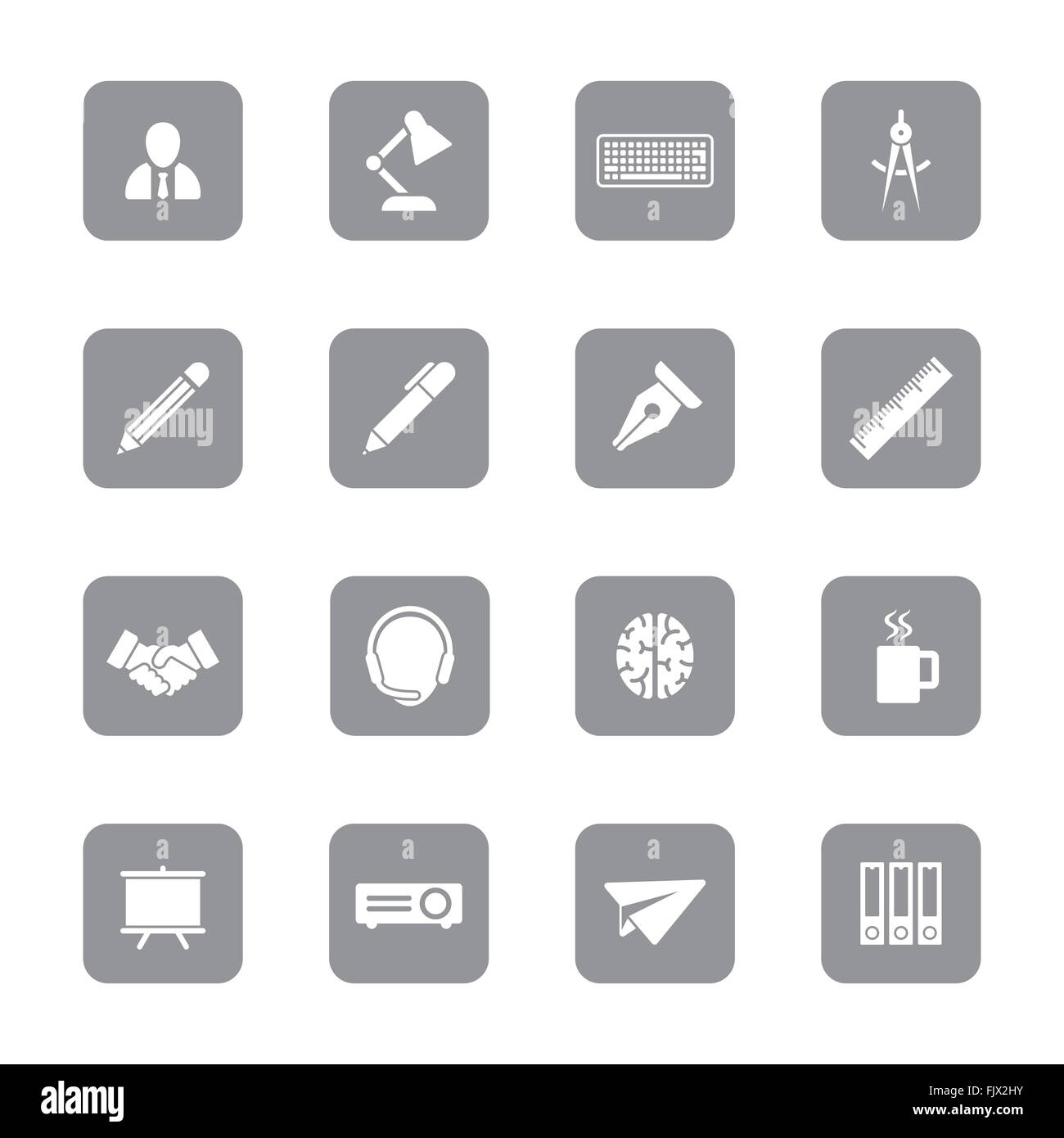 [JPEG] icon set 8 plats gris sur rectangle arrondi pour le web design, l'interface utilisateur (IU), l'infographie et de l'application mobile (apps) Banque D'Images
