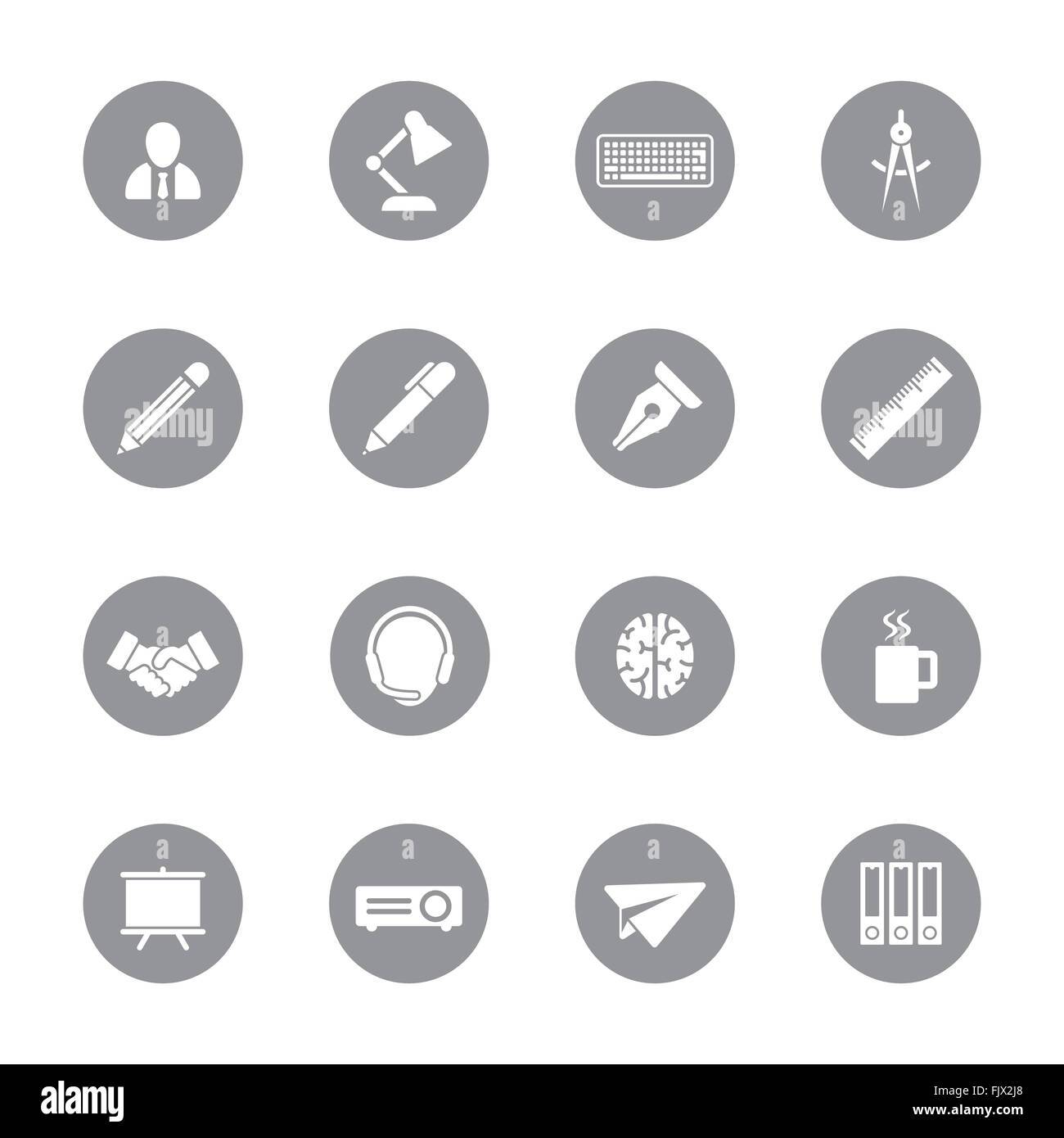 [JPEG] icon set 8 plats gris sur Circle pour la conception web, l'interface utilisateur (IU), l'infographie et de l'application mobile (apps) Banque D'Images