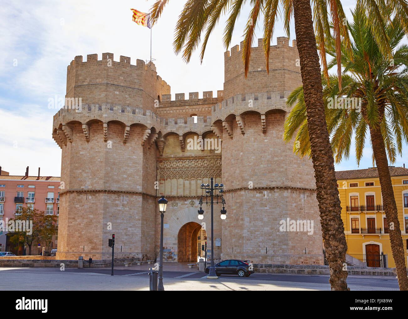 Torres de Serranos valence tower Porta de chambres en Espagne Banque D'Images