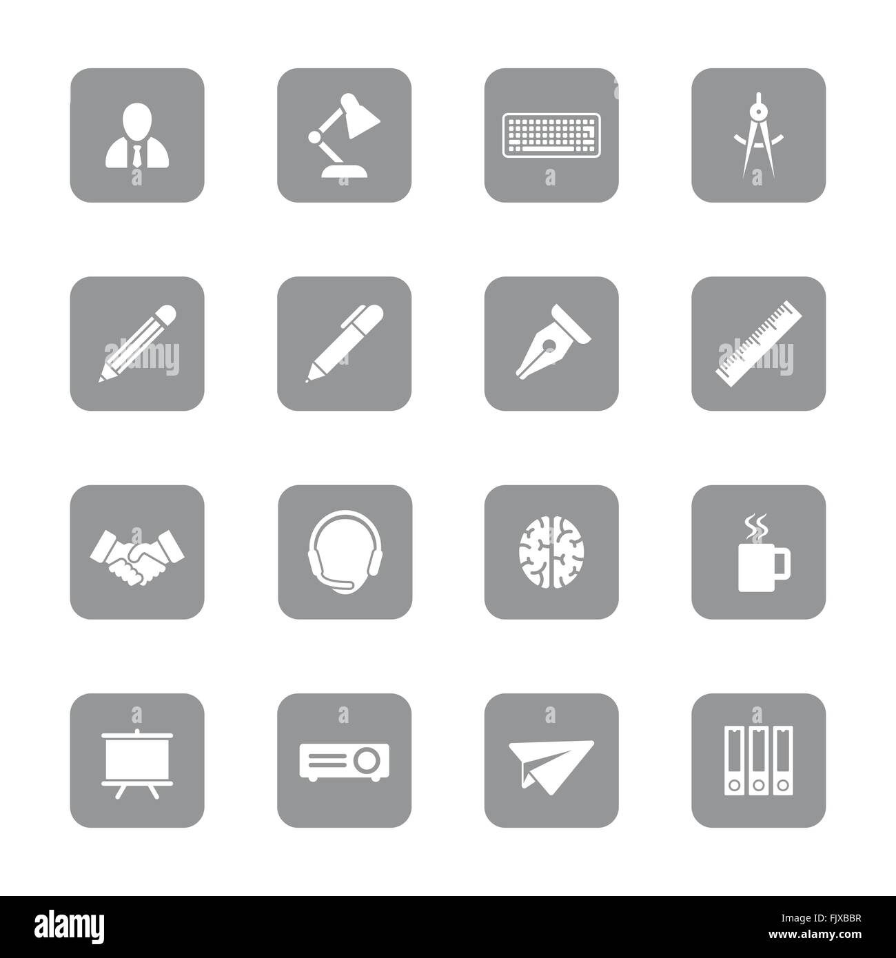 [EPS10] icon set 8 plats gris sur rectangle arrondi pour le web design, l'interface utilisateur (IU), l'infographie et de l'application mobile (apps) Illustration de Vecteur