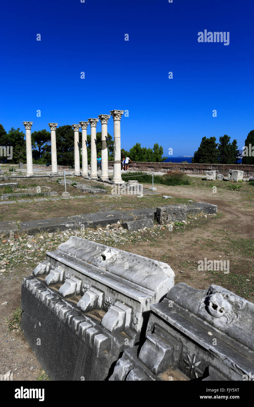 L'Asklepeion un temple de guérison, sacré pour le dieu Asclépios, dieu grec de la médecine, l'île de Kos, Dodecanese Banque D'Images