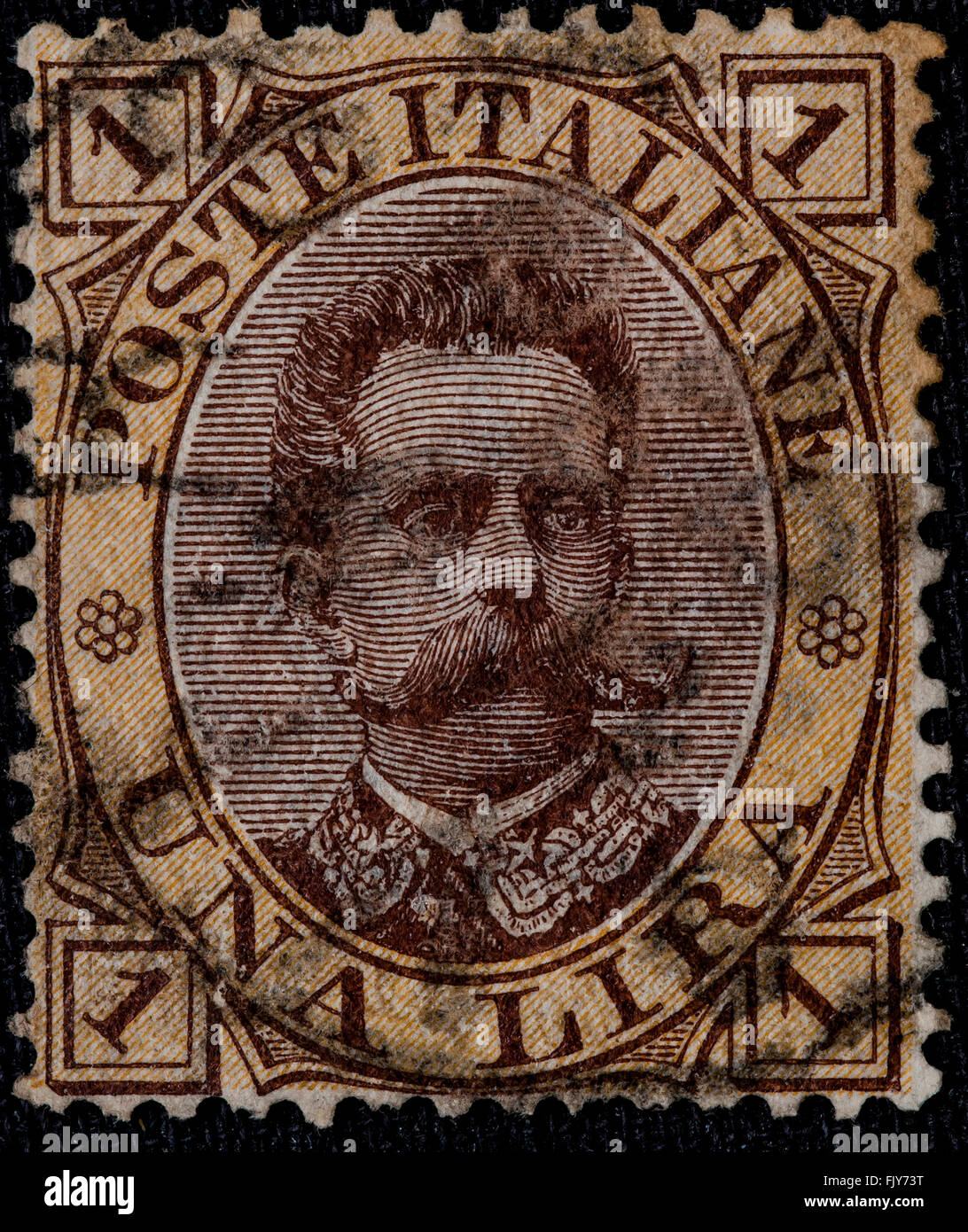 1889 - les vieux stamp utilisé du Royaume d'Italie roi Umberto I - 1 Cri Banque D'Images