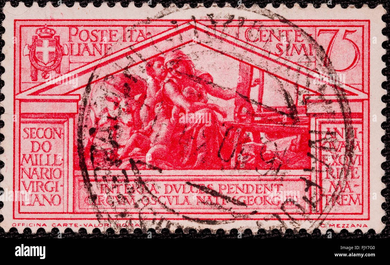 Les vieux timbres de l'Italien Kngdom Banque D'Images