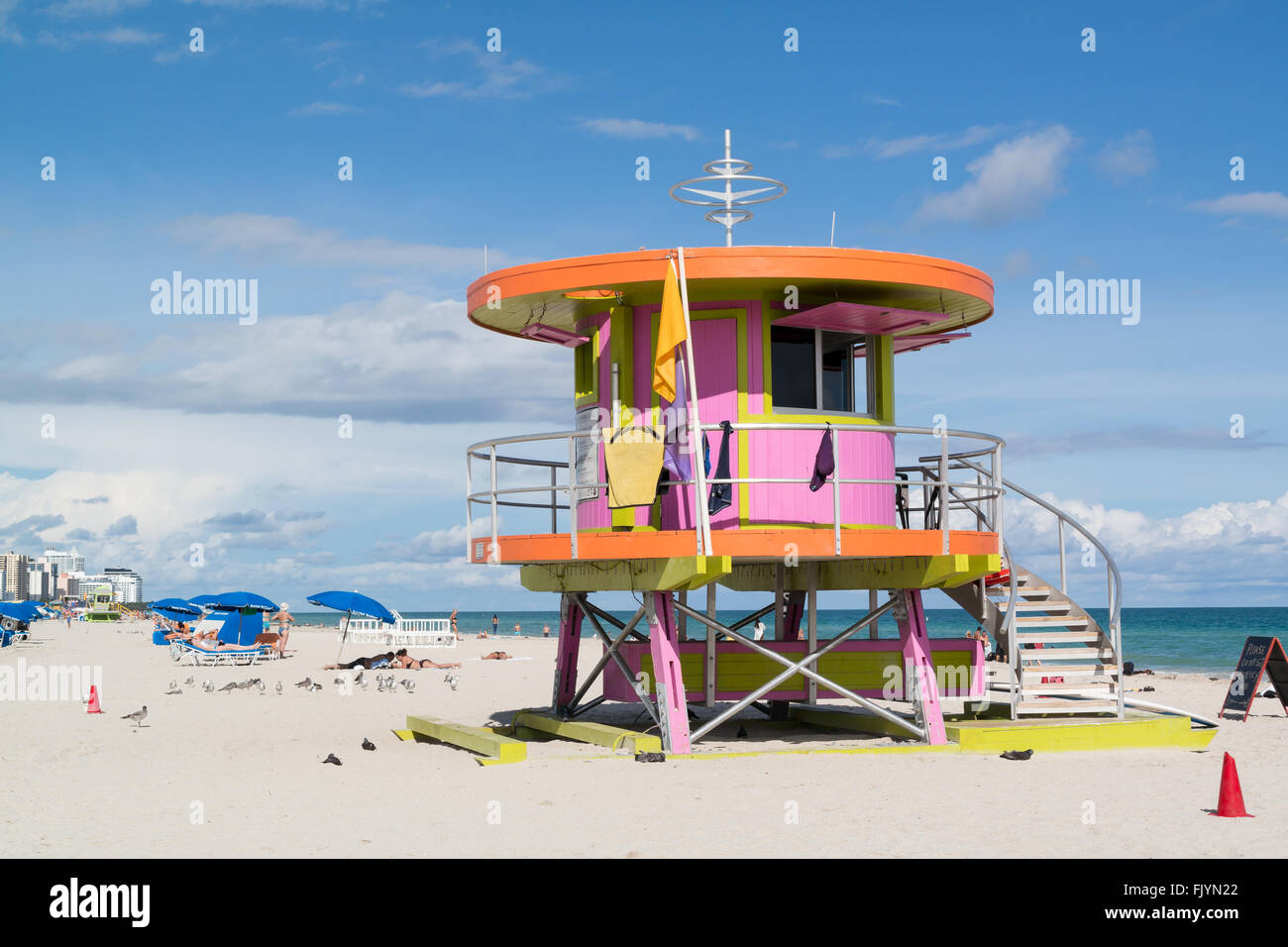 Station de garde la vie de South Beach de Miami Beach, Floride, USA Banque D'Images