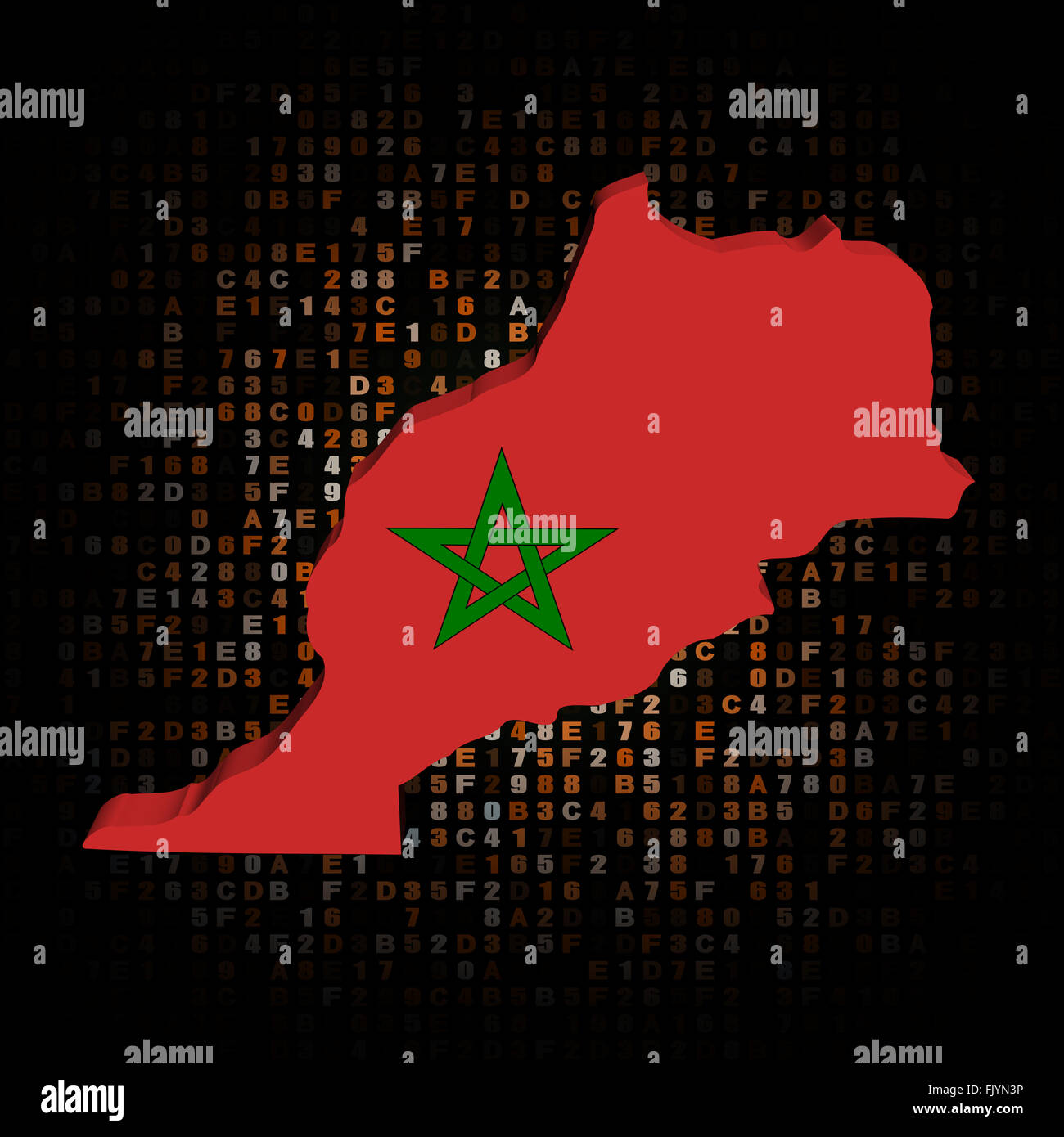 Carte du Maroc drapeau sur code hex illustration Banque D'Images