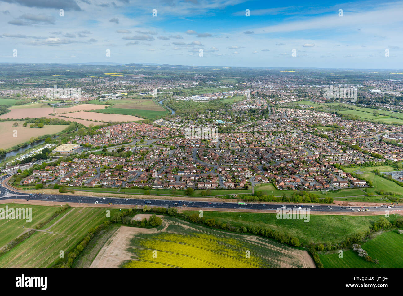 Une vue aérienne de la région de Saint Pierre de la ville de Worcester Banque D'Images